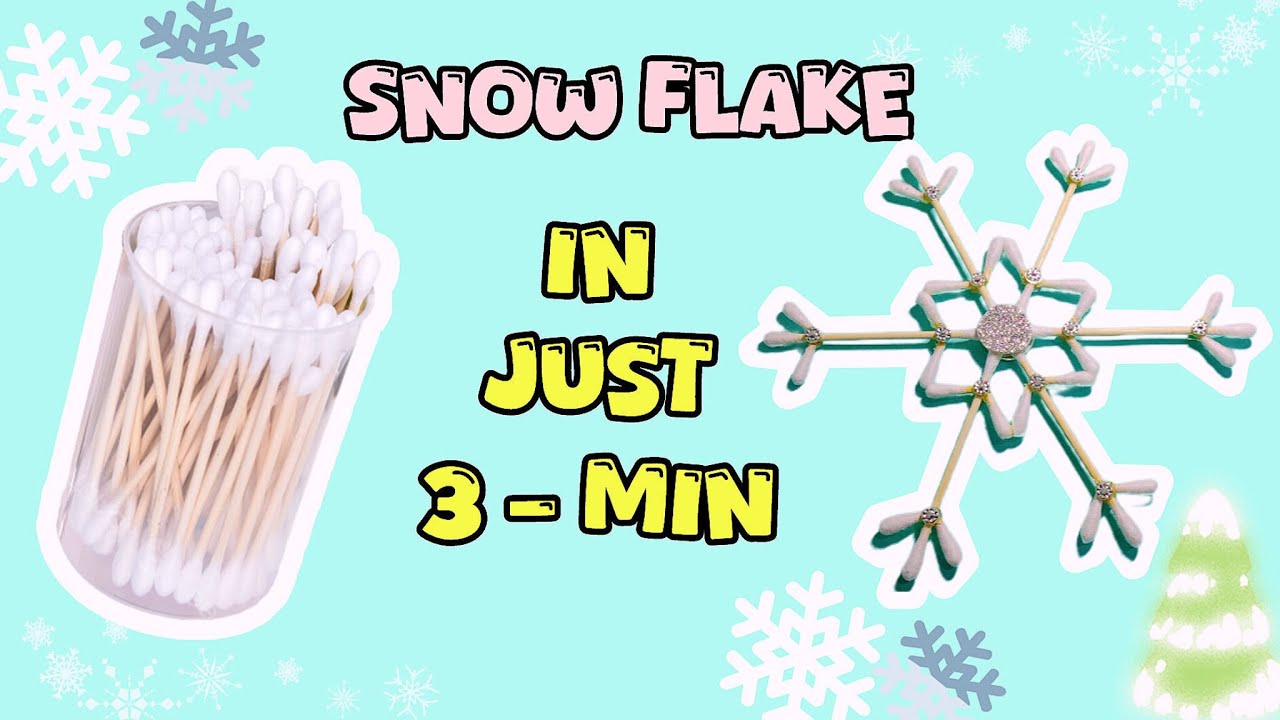 6DIY Snowflake ❄️ in Just 3 Minutes 🎀By Using Cotton Ear-buds || Easy Winter Craft🥶 #wintercrafts