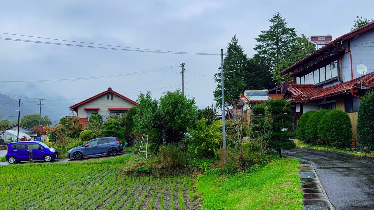Walking Tour in Rain ☔️ Most Beautiful Japanese Countryside | Visiting village of Nagano 2025 4K HDR