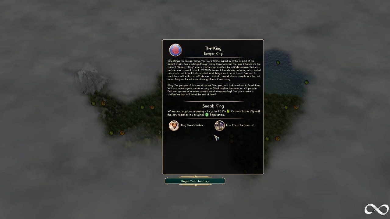 Sid Meier's Civilization V, The King of the Burger King Empire Playthrough (mod)