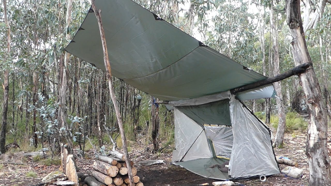 Portable Super Shelter, Bow drill and Upside down fire!