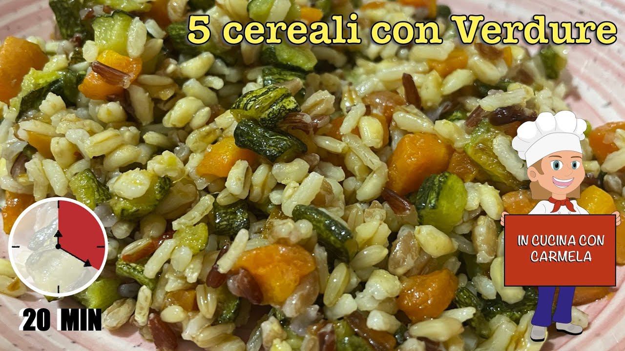 Ricetta 5 cereali e verdure | primo piatto leggero semplice| 20 minuti | riso farro orzo avena grano