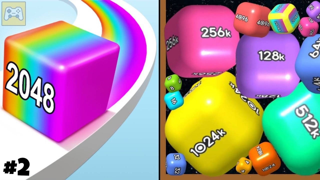 Jelly Run 2048 vs Merge Cube 2048 ✦ ASMR Gameplay Android iOS • 2048 Number Merge Drop Games (2)