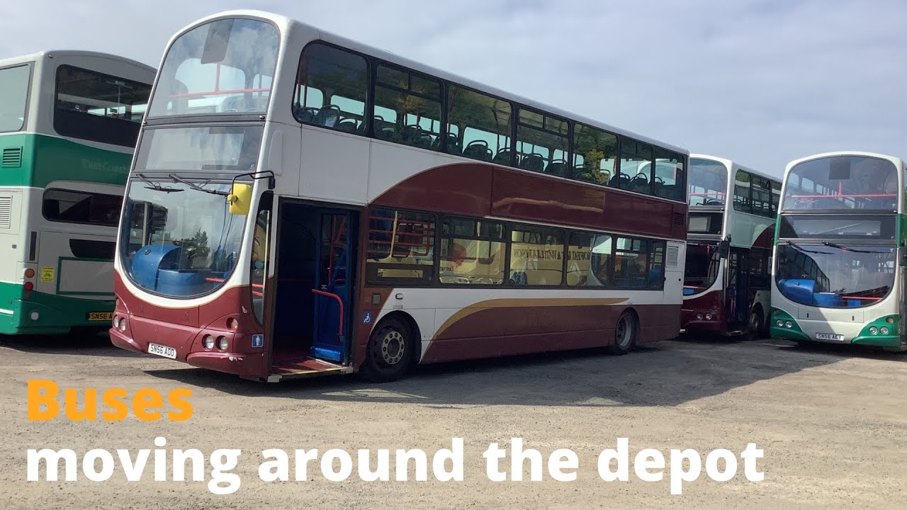 Onboard buses moving around the Moffat and Williamson depot Volvo B7TL,B7R￼