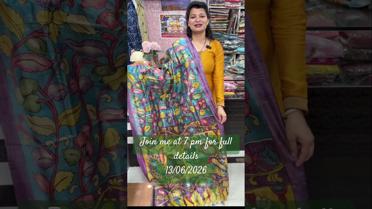 Tussar Silk Hand-Painted Kalamkari Dupatta #tussarsilk #handpainted #dupatta #shorts