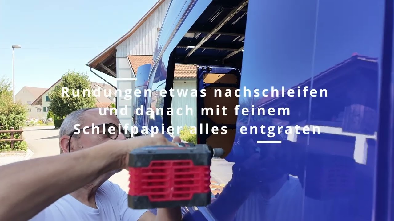 MAN TGE 3.140 Fenster einbauen in der Schiebetür