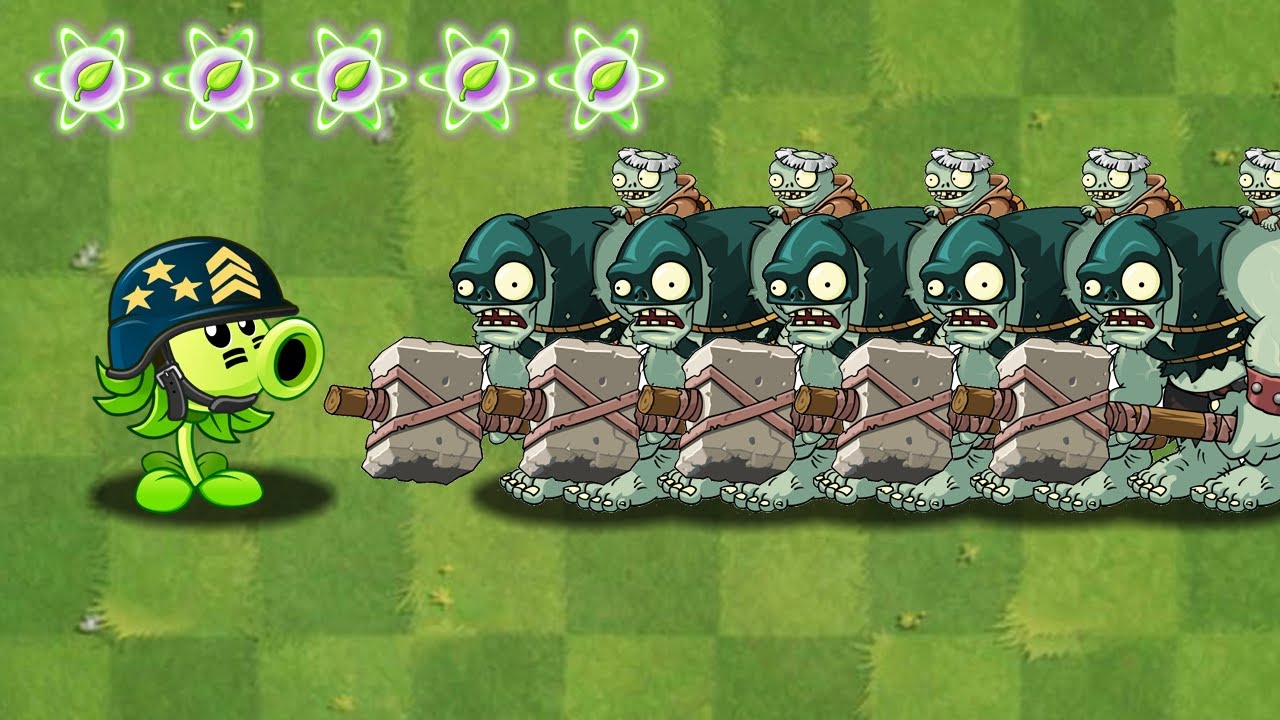 PVZ 2 Challenge - 1 Plant with 5 Plant Food vs 5 Gargantuar Zombies