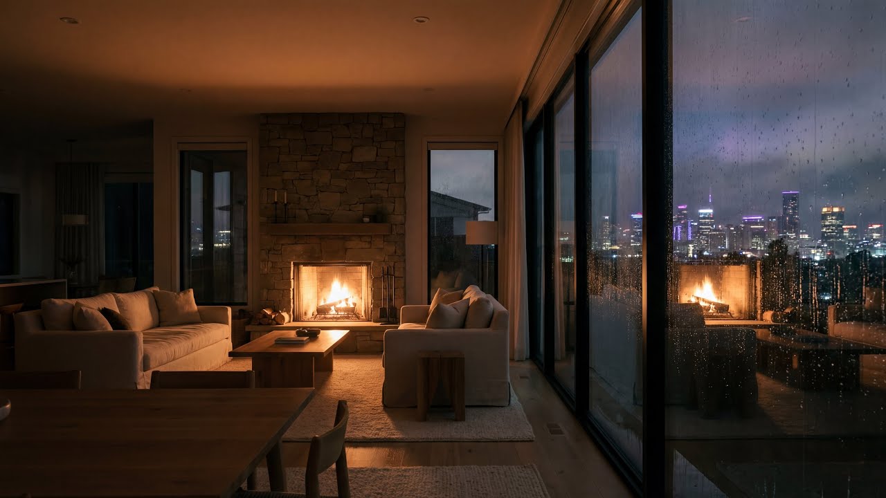 Top Modal Jazz Music with Fireplace on a rainy day