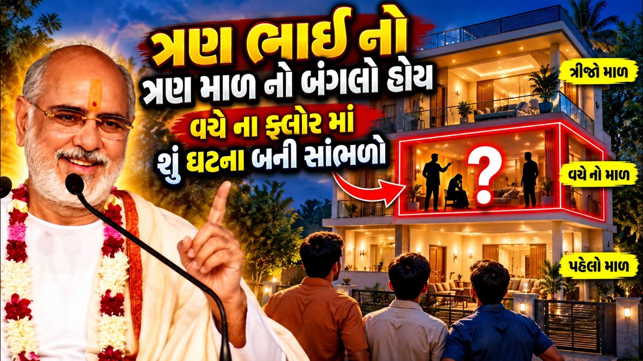 What happened in the middle floor of the three-story bungalow of three brothers? | Rameshbhai Ojha