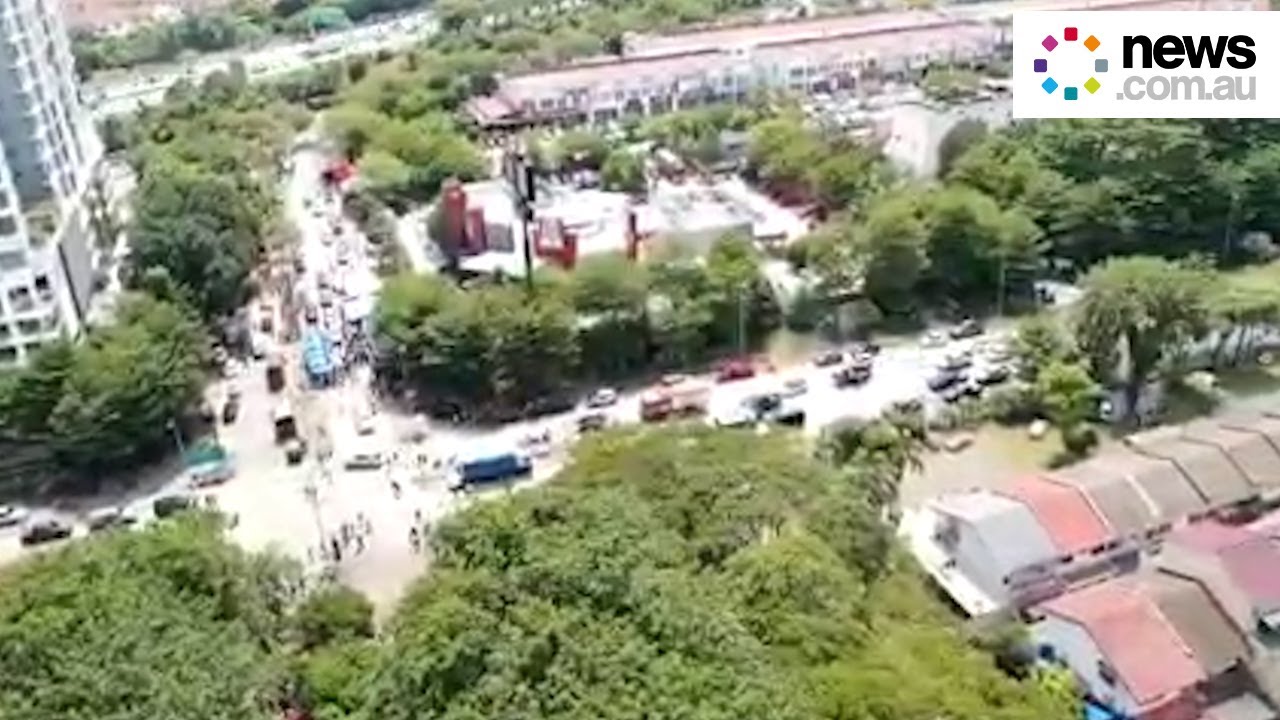 Aerial footage shows aftermath in Selangor of severe flooding in Malaysia