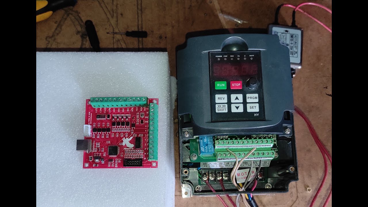 Coneccion interfaz ROJA USB CNC mach3 a variador de frecuencia Haunyang