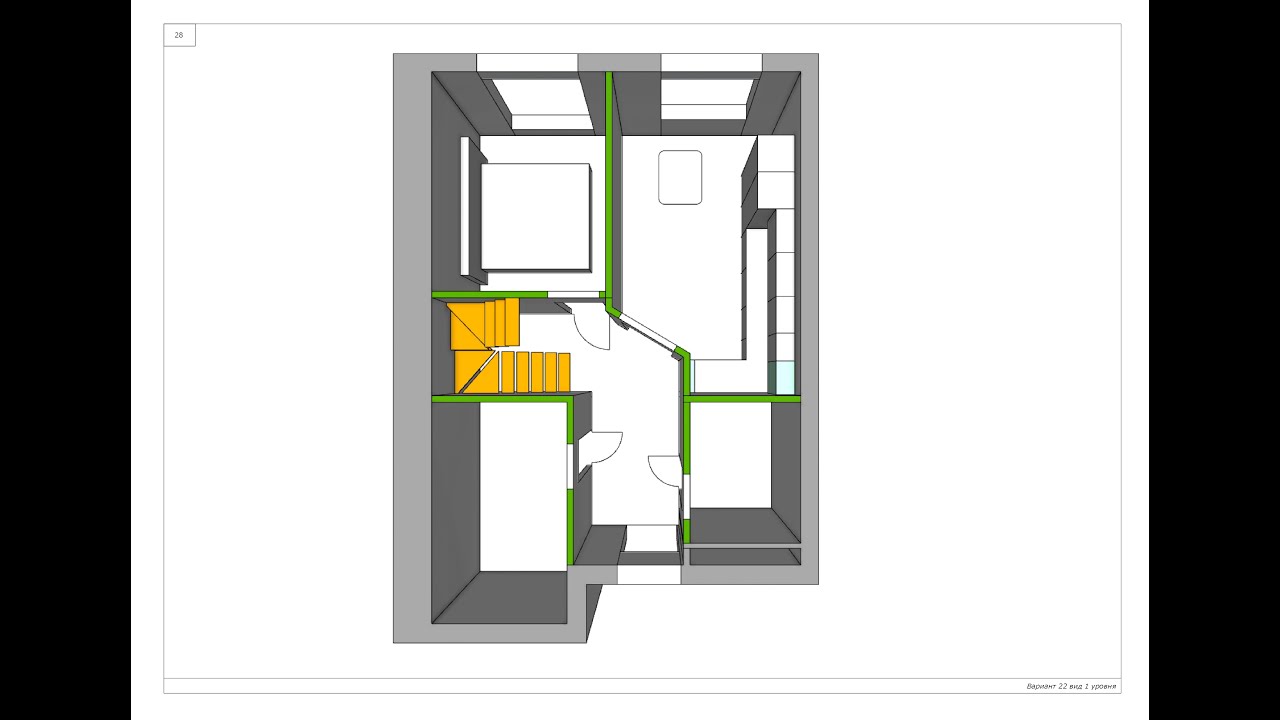 Лестница и план двухуровневой квартиры с террасой. Финальный вариант.