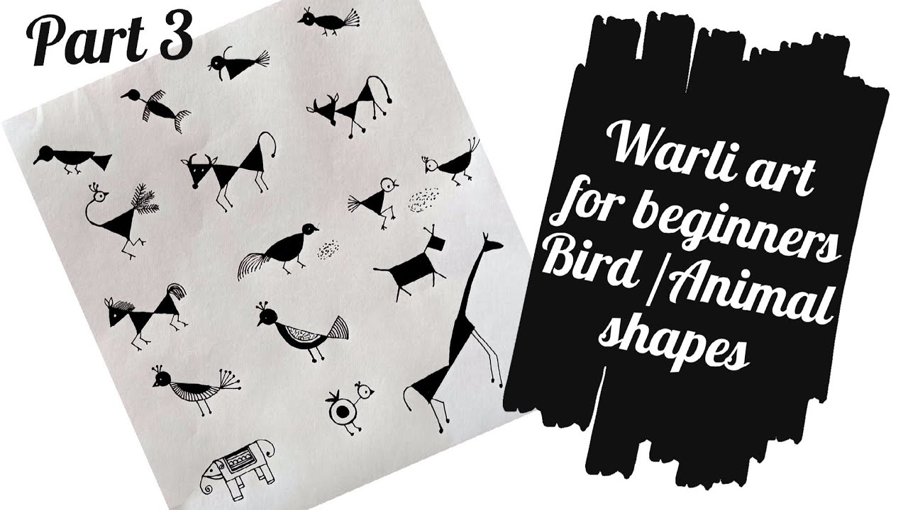 Warli art for beginners / 17 Bird - Animal Shapes /Part 3