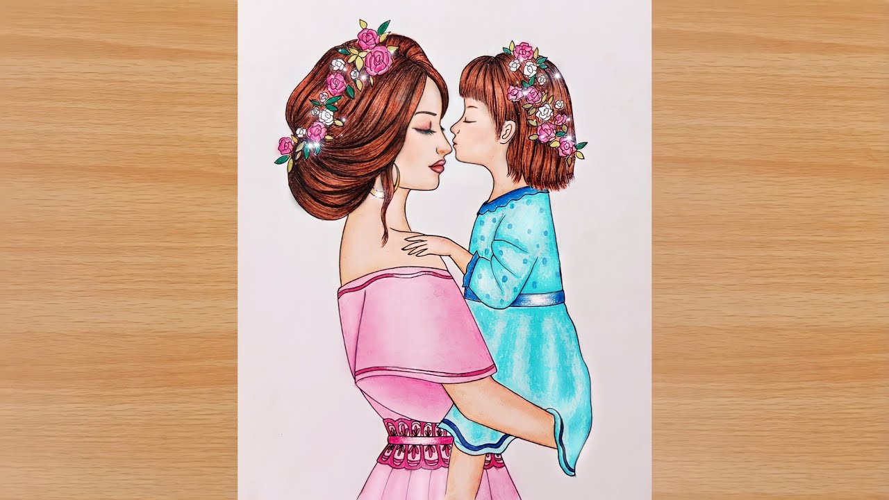 Mother's Day Drawing || How to draw  mother and Daughter love ❤️ | Easy | Mother's Day Special
