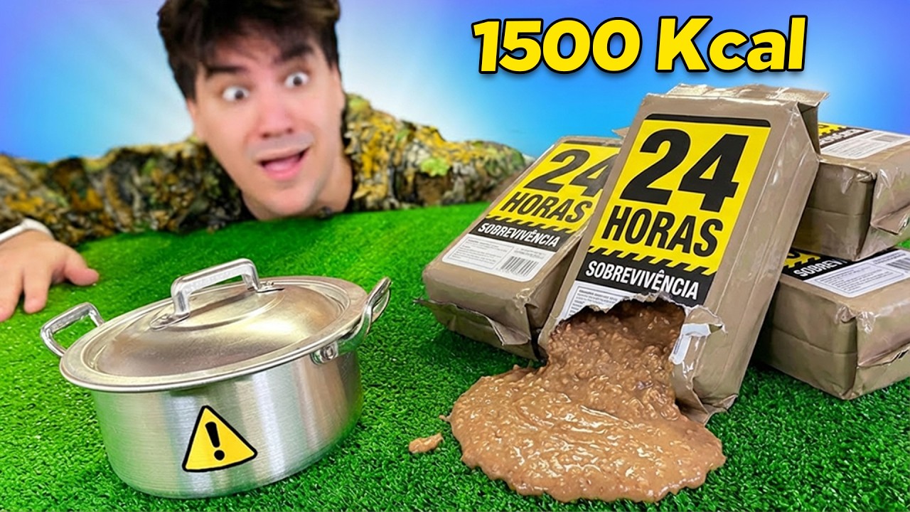24 HORAS comendo RAÇÃO de SOBREVIVÊNCIA!