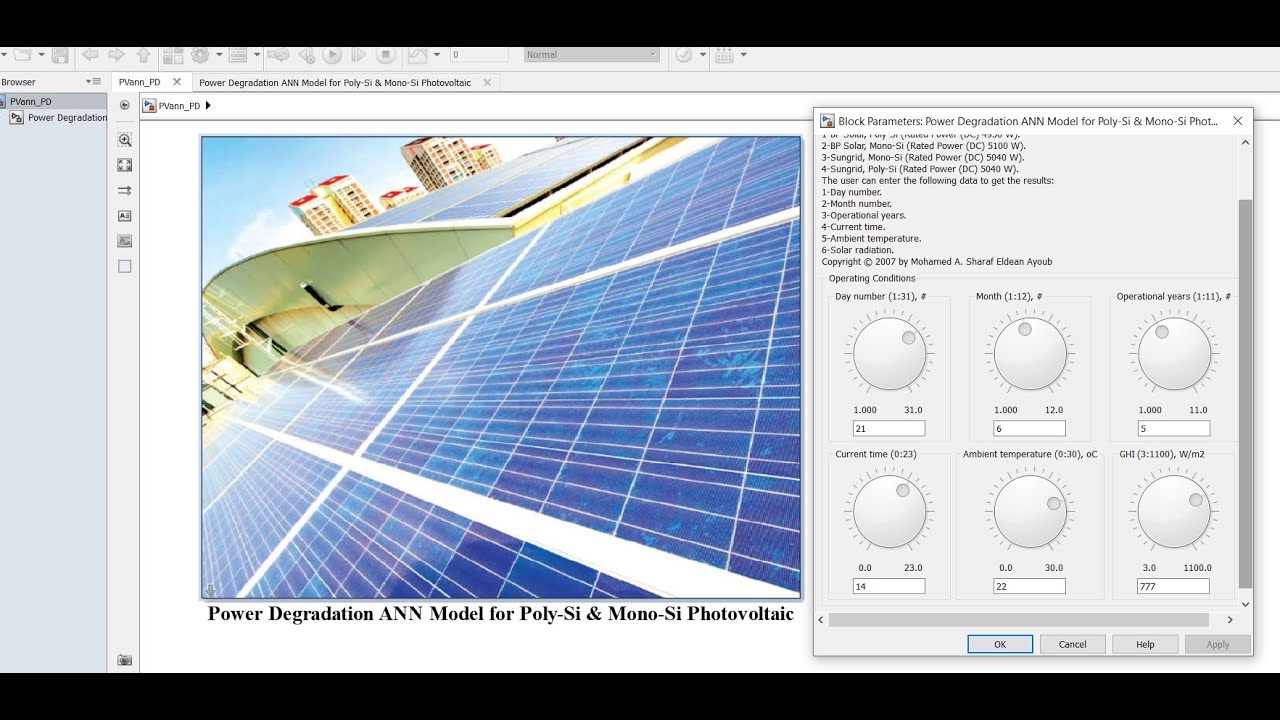 Power Degradation | of the Photovoltaic System | Matlab | Simulink | ANN Model