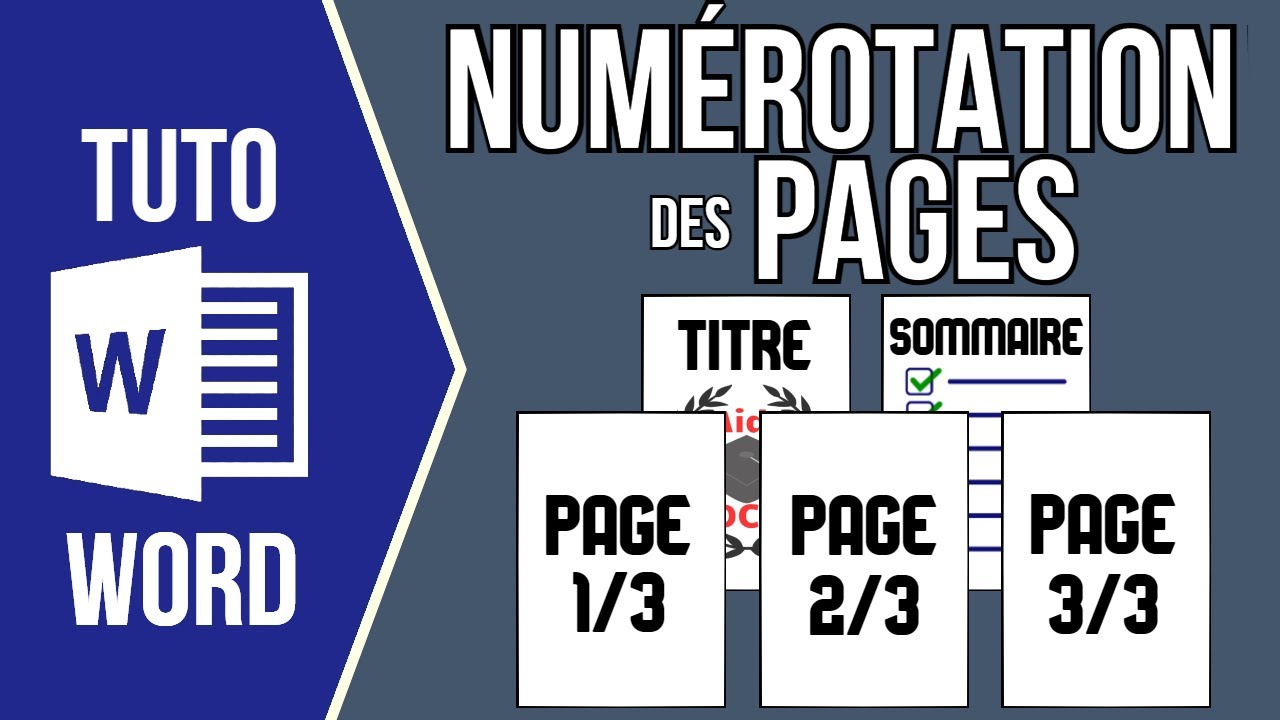 WORD - NUMÉROTATION DES PAGES (À partir de la page 3 ou plus, num page sur nombre total de pages..)