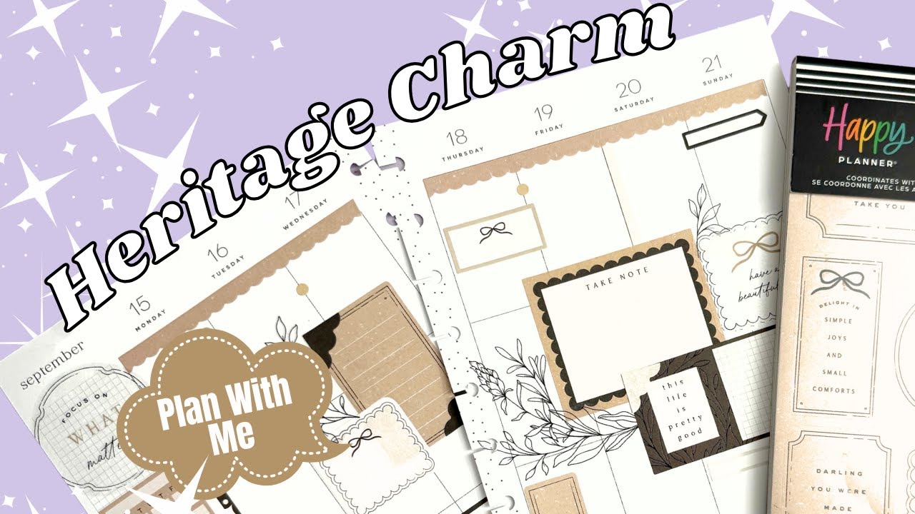 Heritage Charm Plan With Me | New Sticker Book | Classic Happy Planner