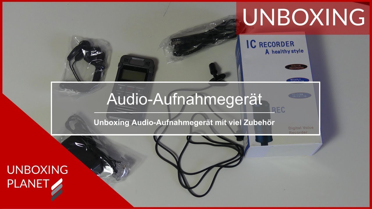 Kleines Audio-Aufnahmegerät mit Zubehör - Unboxing Planet