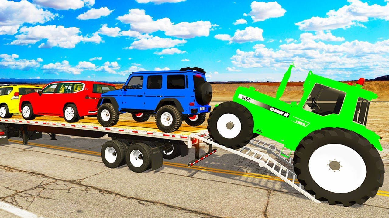 Flatbed Truck McQueen | Transportation with Truck - Pothole vs Car # | BeamNG.Drive Gameplay