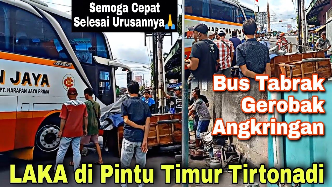 Terekam Jelas ❗ Bus Senggol Gerobak Angkringan 😱 LAKA di Pintu Timur Terminal Tirtonadi Solo ❗