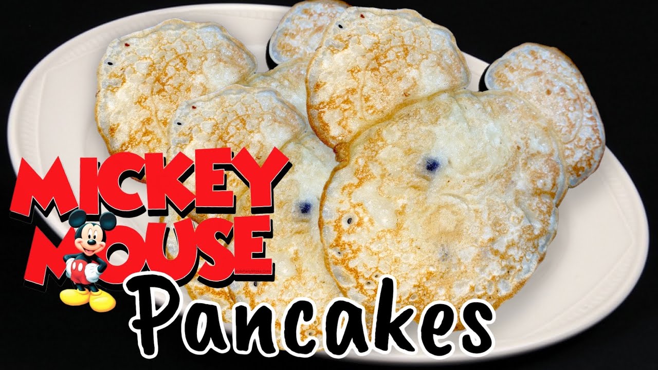How to make blueberry Mickey Mouse pancakes without a mold! Super Quick Breakfast for kids!