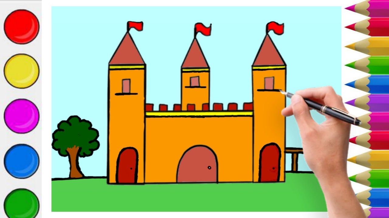 Easy Castle Drawing for Kids | Easy Step-by-Step Tutorial |How to draw castle