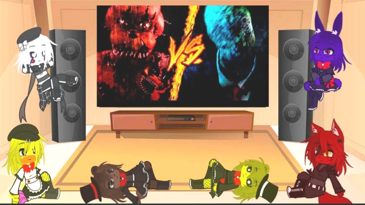 Las Fnias Reaccionan Rap de Freddbear vs Slenderman combates mortales de rap Gacha club