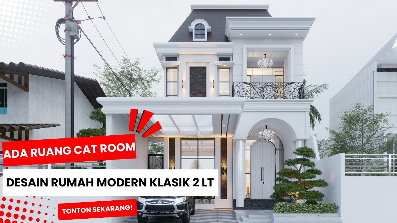 Desain Rumah Modern Klasik 2 Lantai Ukuran 7 x 19 m Ada Ruang Cat Room