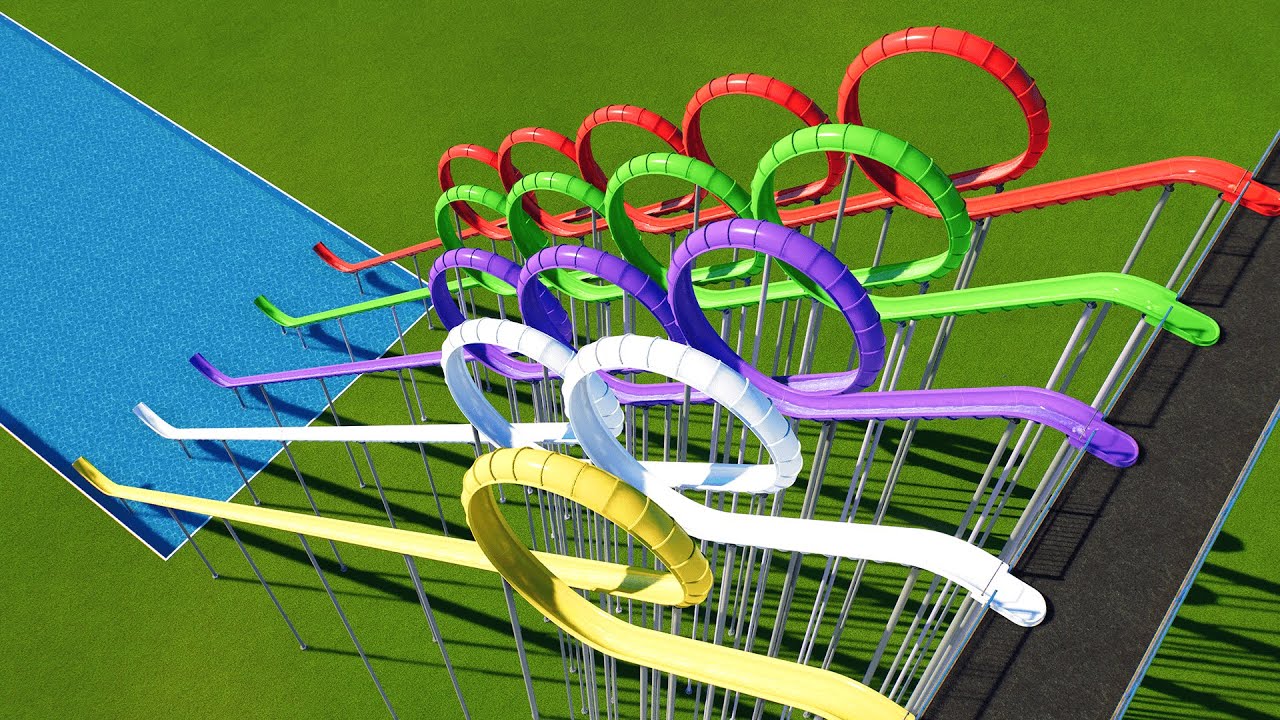 1 vs 5 Loops Water Slide Test – Planet Coaster 2