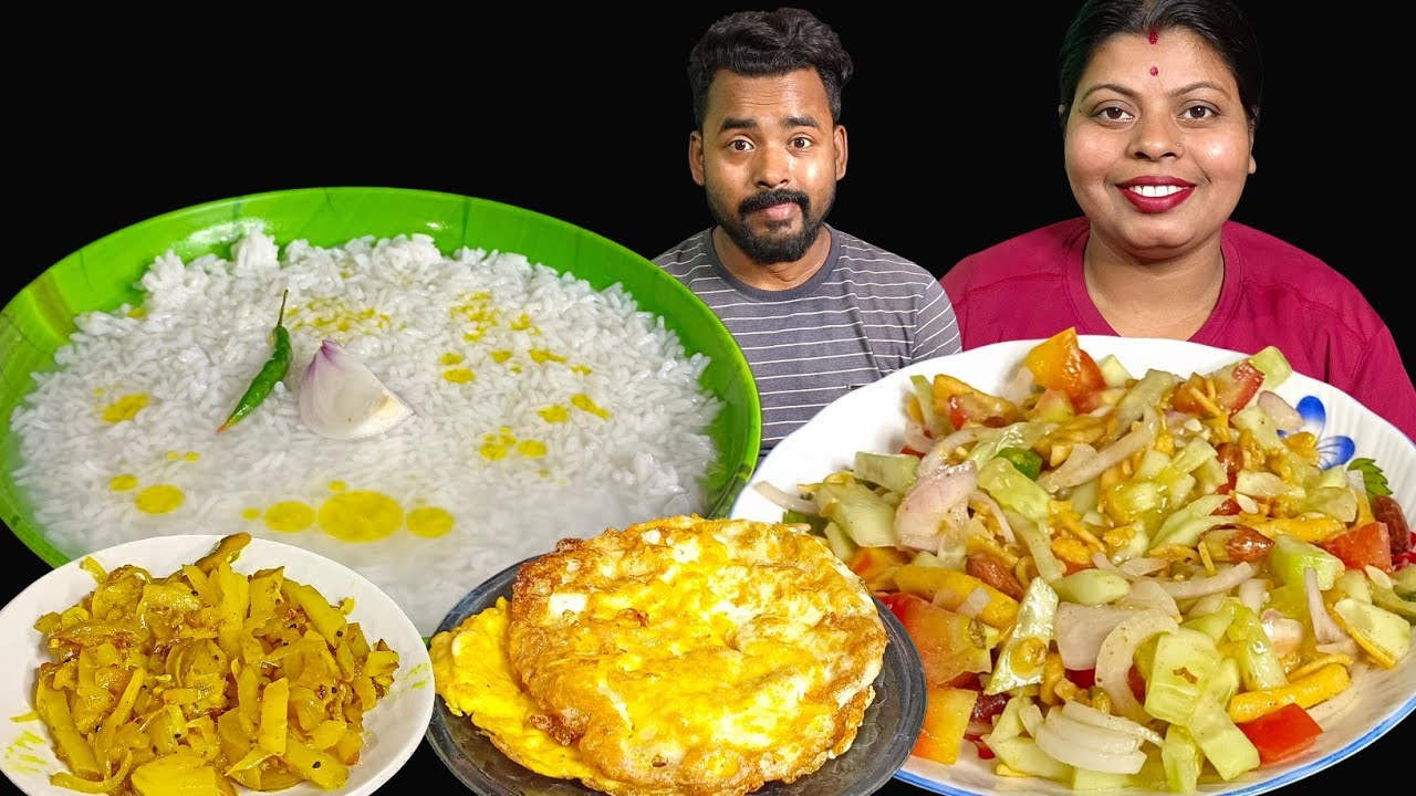 Panta Bhat , aloo bhaja , egg omelette , chanachur chat eating challenge//panta Bhat challenge