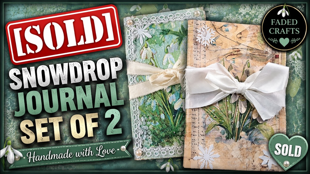 DIY Snowdrop Journal Set With Vintage Papers & Ribbons