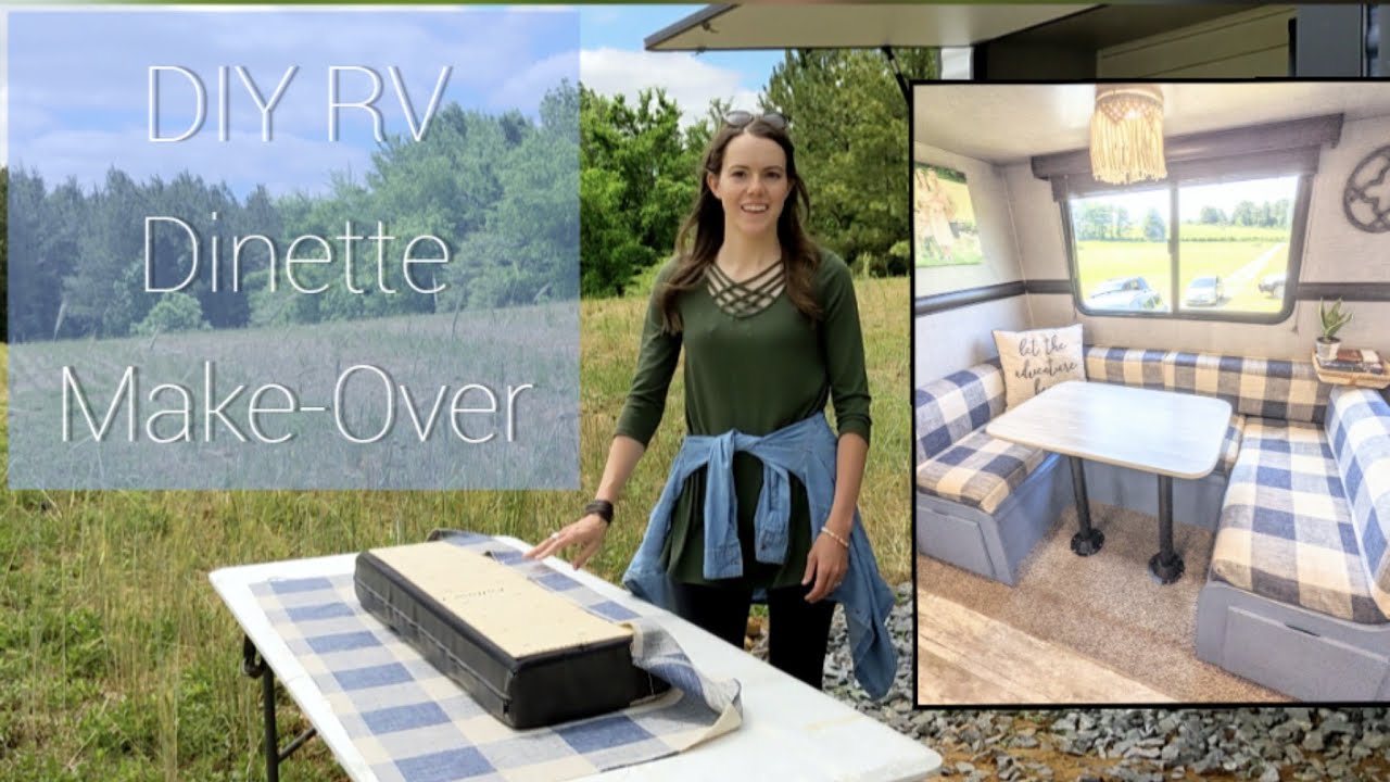 How to Reupholster RV Dinette Cushions// DIY No Sew// Camper Remodel// The Simple Settlers