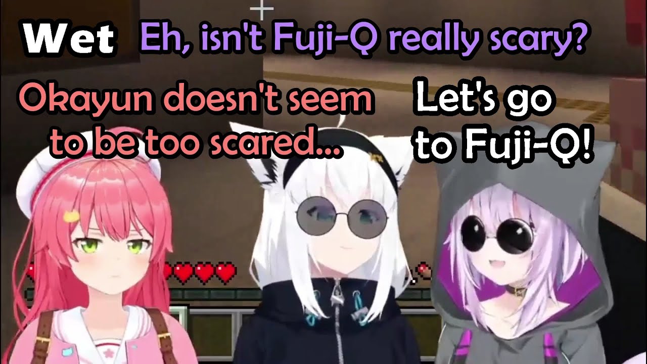 Miko and Fubuki Dying After Okayu Tells Them What She Would Do If Scared in a Haunted House