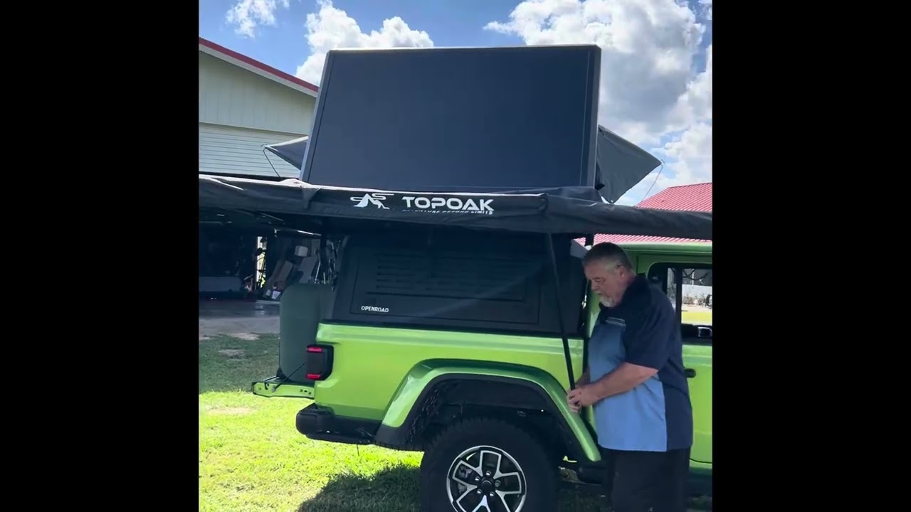 Full set up of Topoak 270 Awning and Rooftop tent 