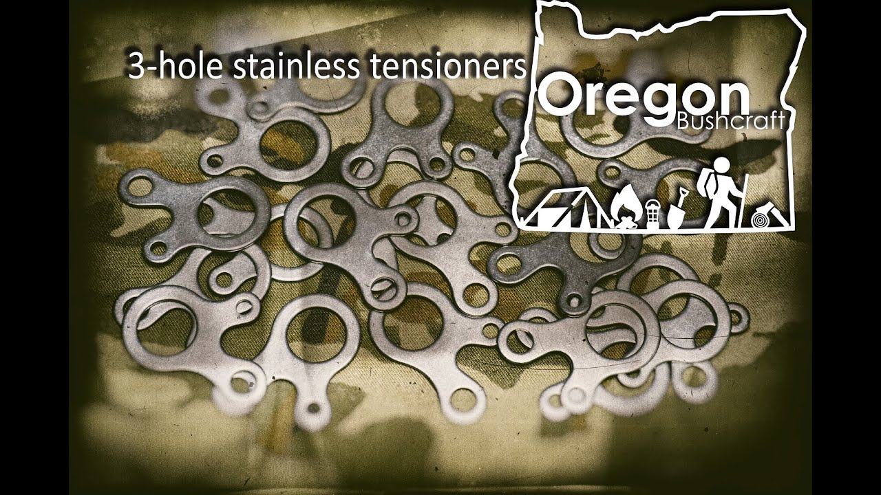 3-hole Stainless Guy Line Tensioner. Like a figure 9 or decender ring.