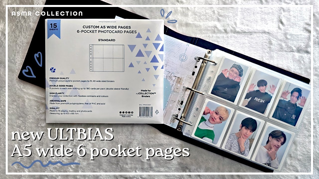 [ASMR] Moving my ATEEZ Cards into New A5 Wide 6 Pocket Pages | Plastic Crinkly Sounds, Soft Spoken