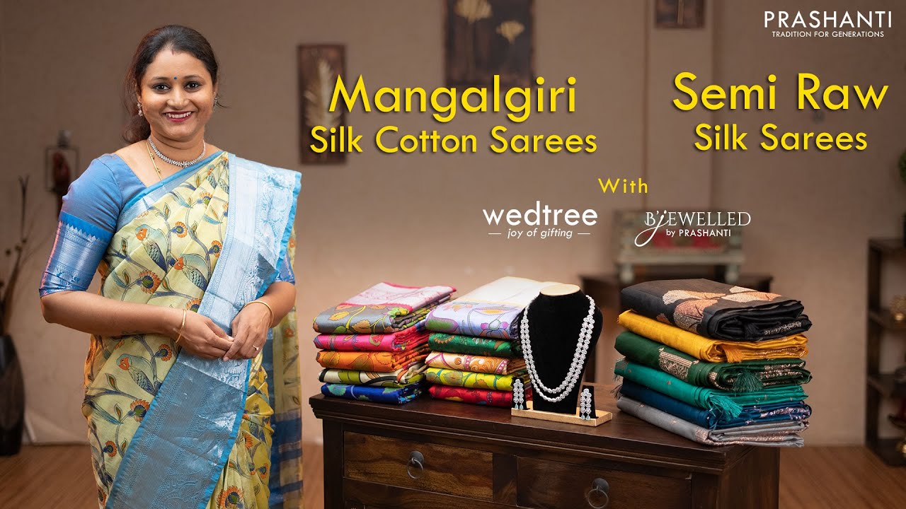 Mangalgiri Silk Cottons, Semi Raw Silk Sarees & AD-Zircon Haaram | Prashanti | 6 Aug 22