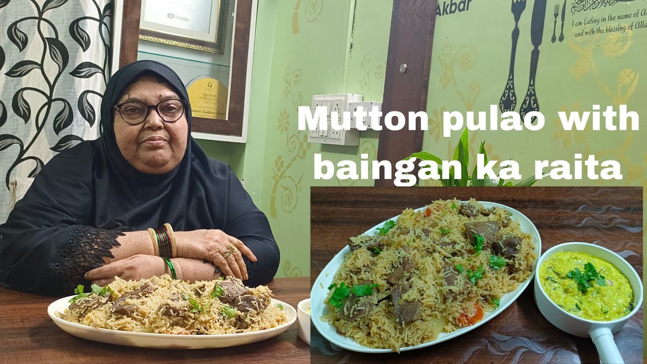 dawat wala Mutton pulao aur baingan ka raita recipe in Hindi/urdu by mahek kitchen