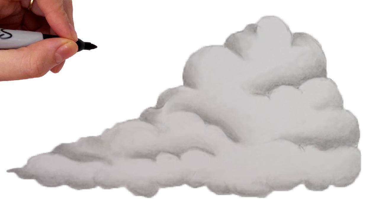 Comment Dessiner Un NUAGE REALISTE AU CRAYON [Noir et Blanc]