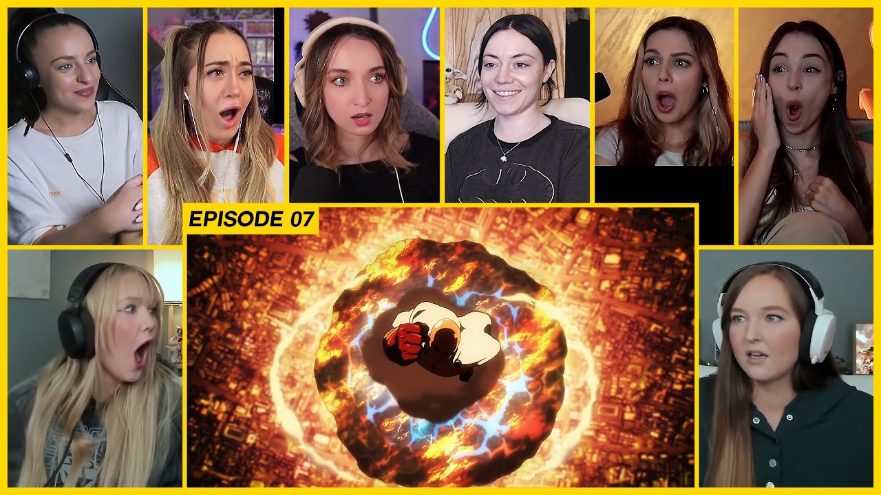 [GIRLS REACT] Saitama destroys the Meteor | One Punch Man Ep 7 Girl Reaction Mashup