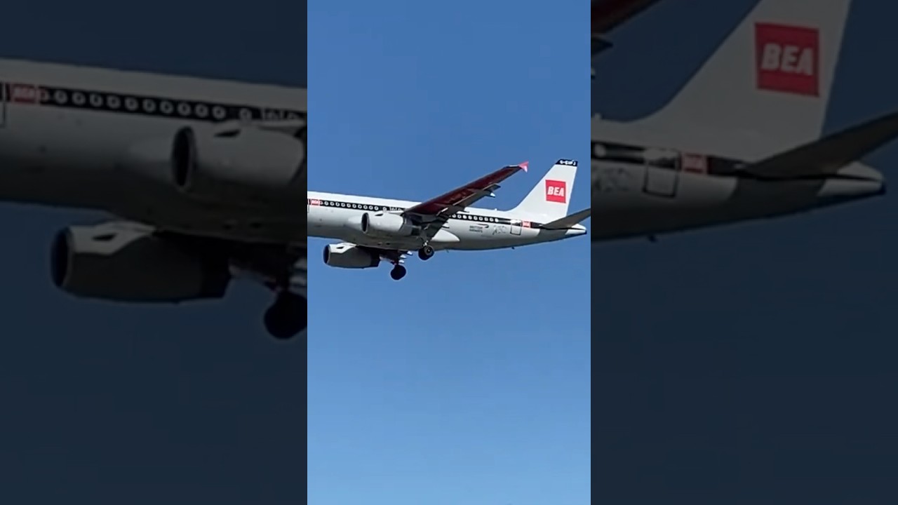 British Airways G-EUPJ &ndash; BEA Retro Livery Airbus A319 &ndash; landing at Heathrow #aviation #aircraft