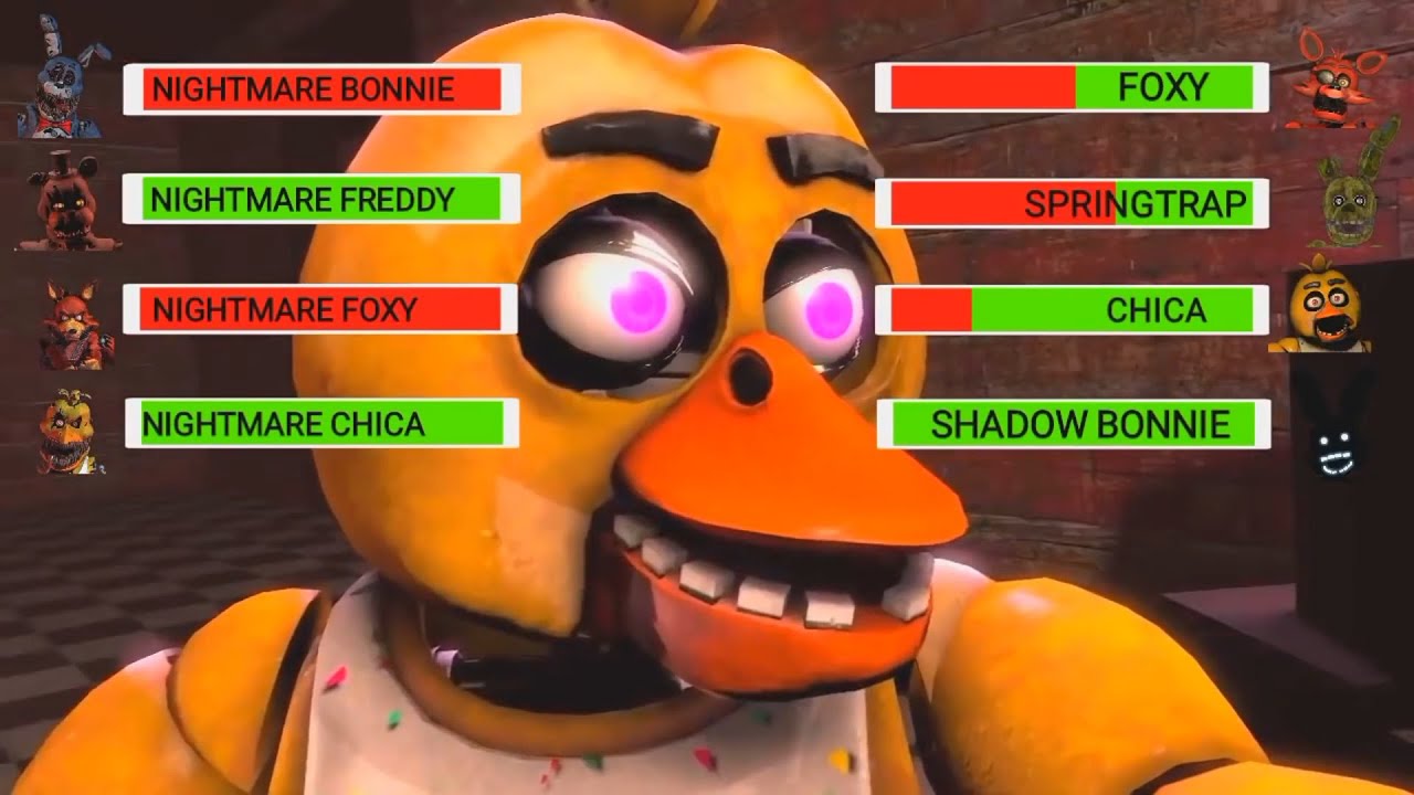 [SFM FNaF] Top 5 NIGHTMARE VR vs Fights WITH Healthbars
