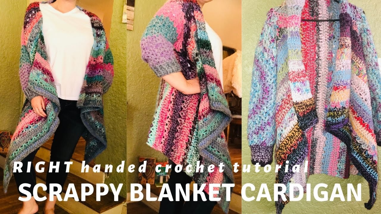 Scrappy Blanket Cardigan Crochet Tutorial RIGHT HANDED