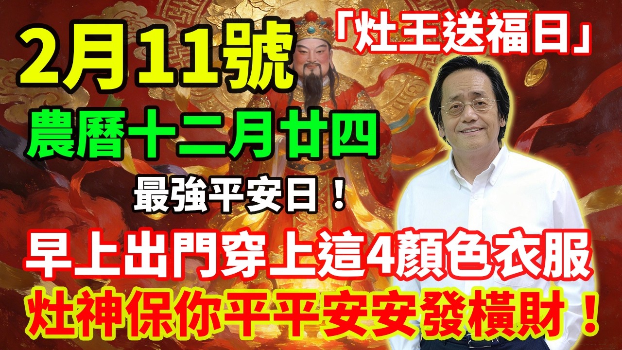 最強平安日！2月11號，農曆十二月廿四，「灶王送福日」，早上出門穿上這4顏色衣服，灶神保你平平安安發橫財！#佛學 #佛淨 #佛陀 #佛法 #佛教 #修行