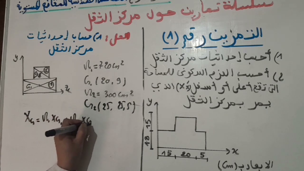 سلسلة تمارين حول مركز الثقل تمرين  رقم1(السنة الثانية تقني رياضي)
