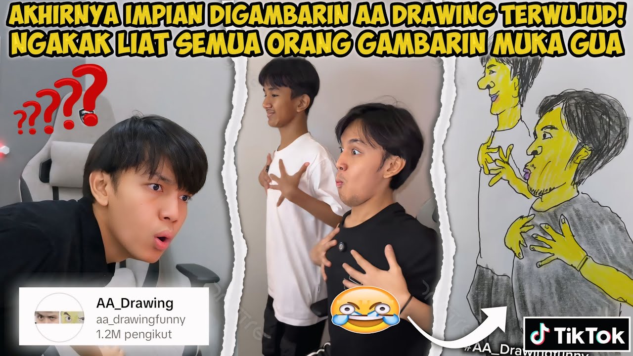 REAKSI ANDRA DIGAMBARIN AA DRAWING! NGAKAK LIAT SEMUA ORANG IKUTAN LOMBA GAMBARIN MUKA GUA😭