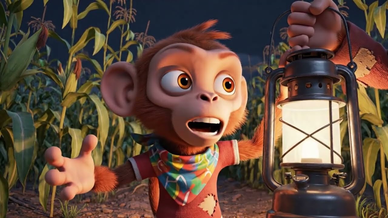 Monkey Farmer Conduce el Tractor para Cosechar Maíz | Cuento Infantil