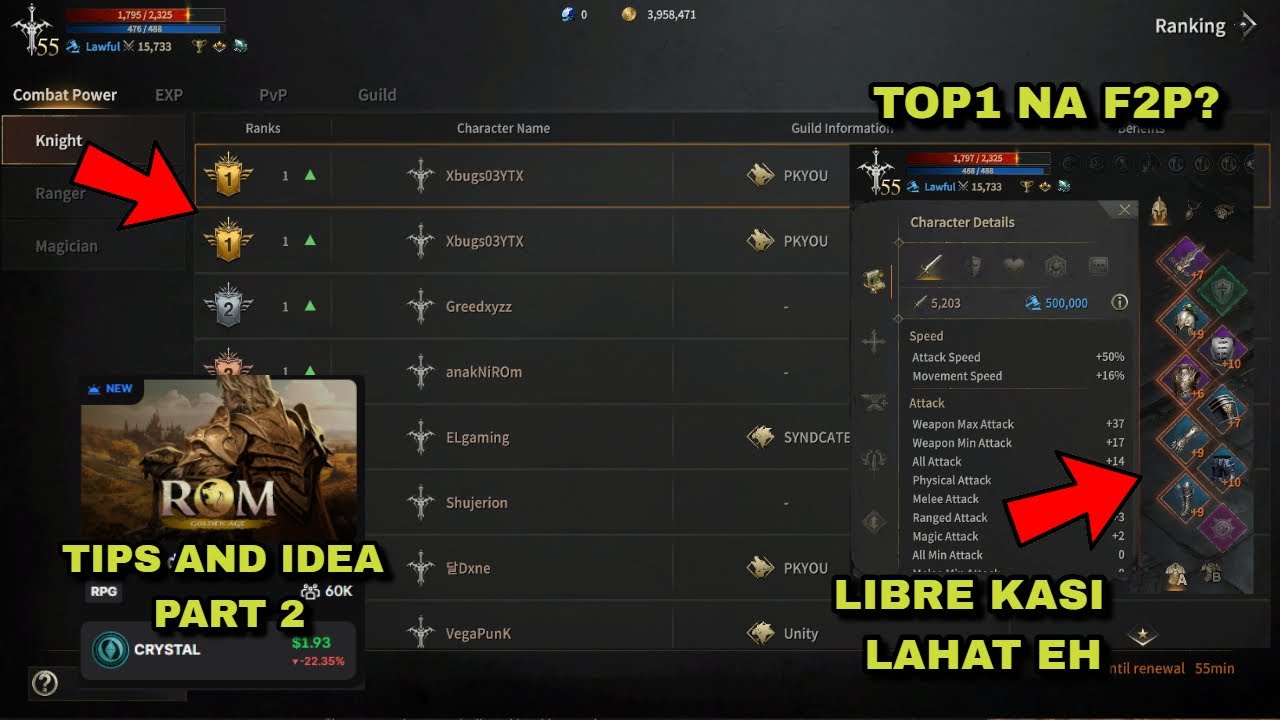 ROM - TIPS AND IDEA PART 2 RANK 1  PA NGA DAHIL SA FREE ITEM