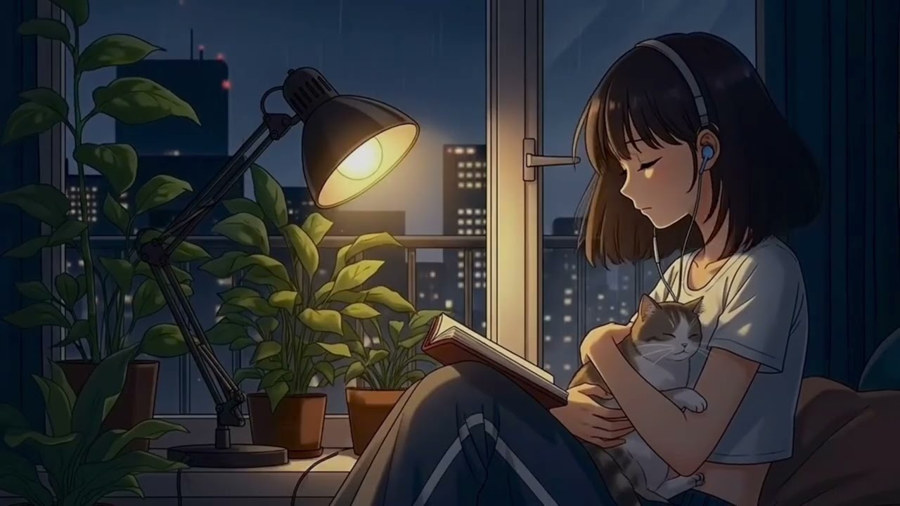 1hr lofi+rain no ads (fall asleep fast)