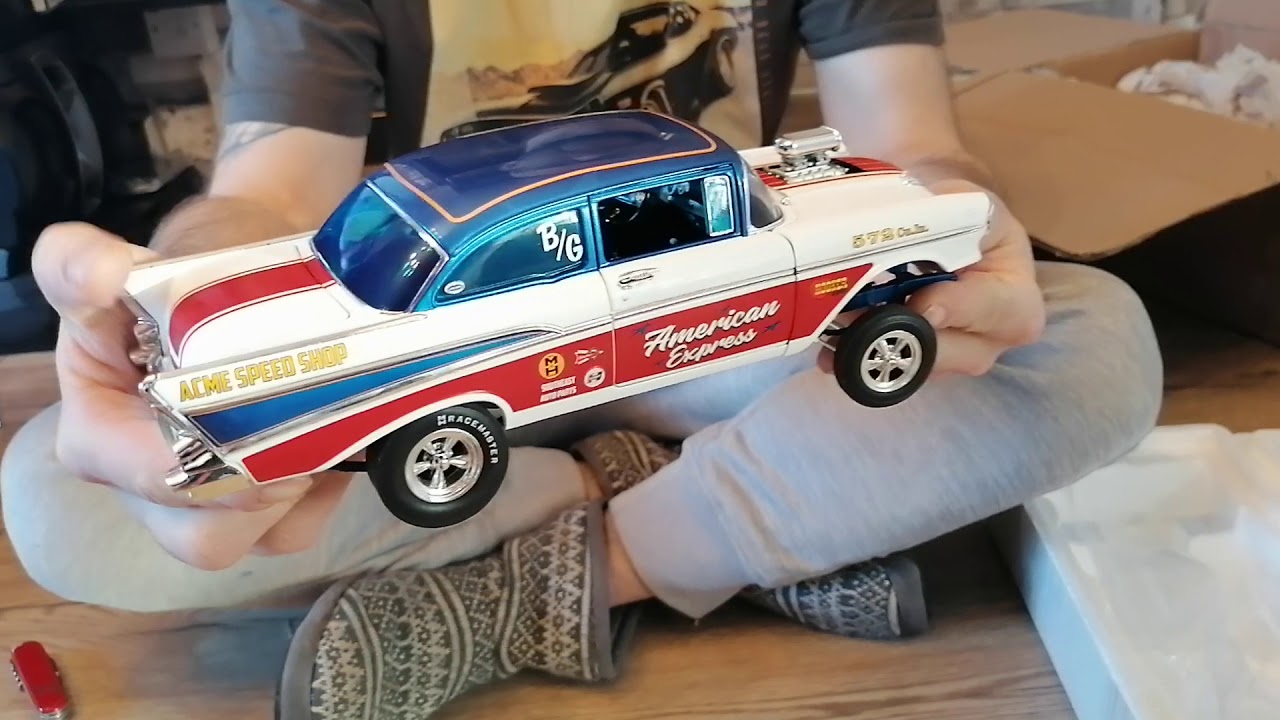 Unboxing car model 1/18 ACME  chevy Bell Air gasser 1957
